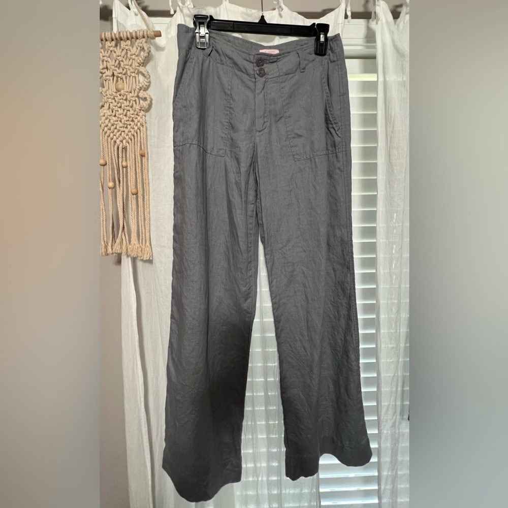 St. Tropez Gray Linen Pants
